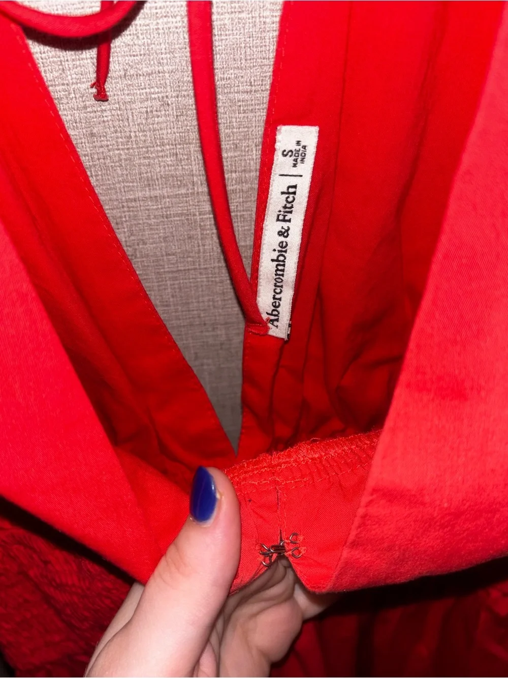 Abercrombie & Fitch Red V-Neck Tiered Maxi Dress